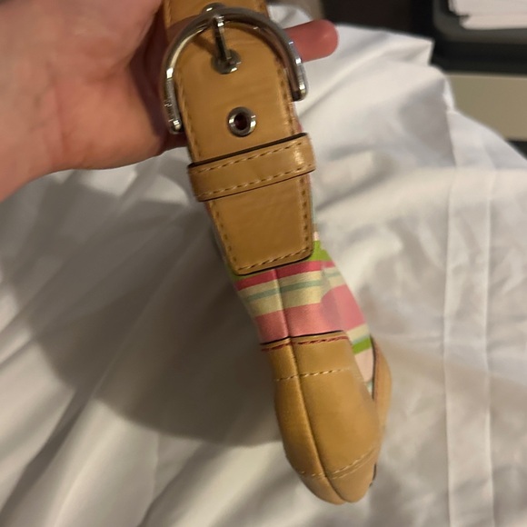 Striped Pink and Tan Women's Coach Bag - Picture 8 of 12